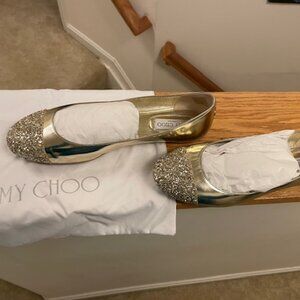 Jimmy Choo  Flat Shoe, size 38.5  GOLD